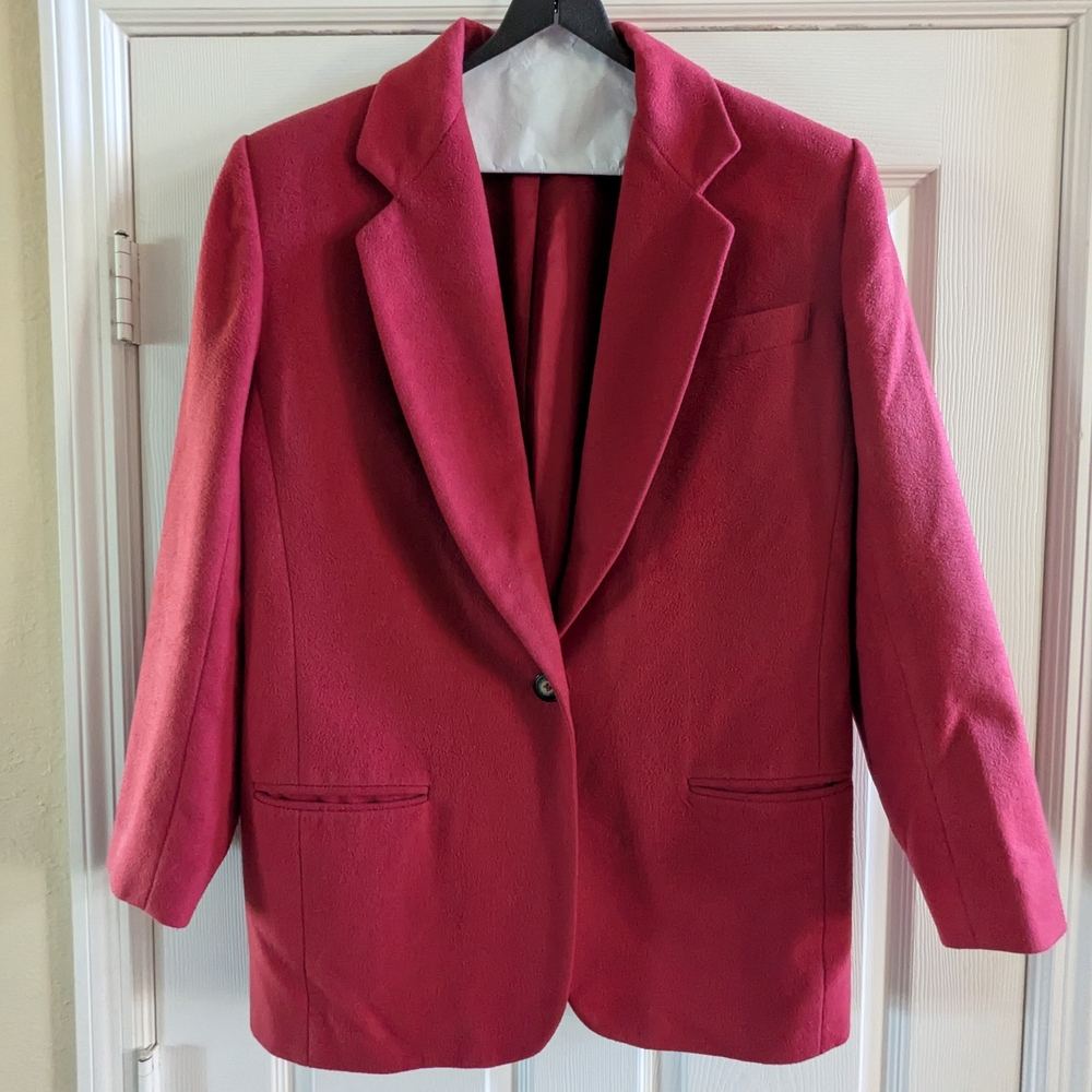 The Limited Red Wool Blazer Classic Notched Lapels